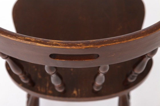 Vintage Western Style Wooden Chair, 1950s–1960s German Rustic Beechwood Dining Chair, Bonanza Style (photo 7 of 12)