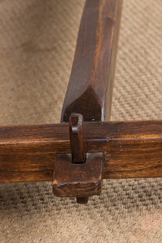 Image 1 of Large Brutalist style dining table, farmhouse style, in solid elm in the style of Olavi Hanninen 1960.