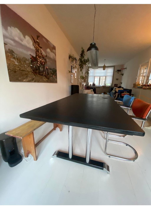 Langetenentafel Gispen origineel onderstel