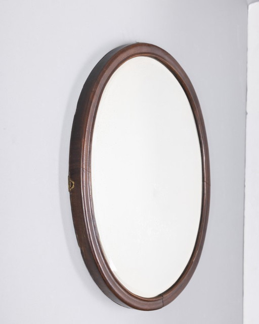 1960s vintage wall mirror in Walnut wood Italian design