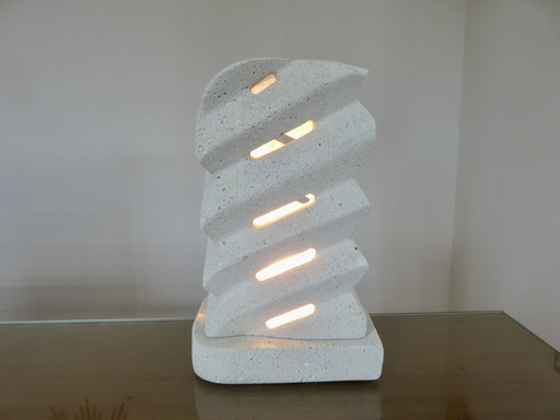 Large Stone Sculpture Lamp, 1970, France