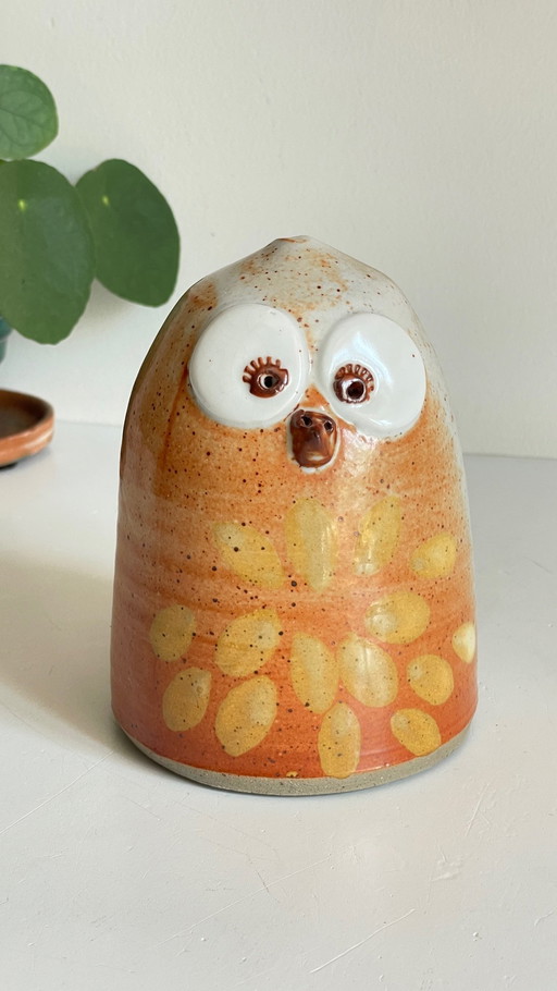 Vintage Glazed Stoneware Owl Money Box