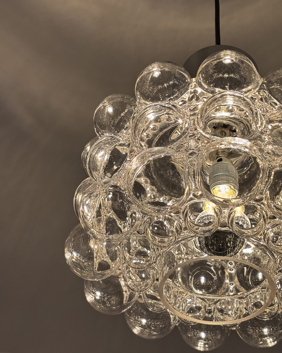 Image 1 of Années 1960, Helena Tynell pour Limburg, Lampe vintage du milieu du siècle, Verre à bulles, Suspension, Allemagne, Minimalisme, 