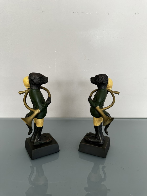 Image 1 of Französische Liebhaber-Statuen aus grüner Bronze