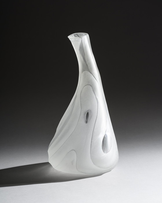 Image 1 of Brutalistische Kunstglasvase, deutsches Studio, signiert HM 1978, Hanns Model Stuttgart, 32 cm