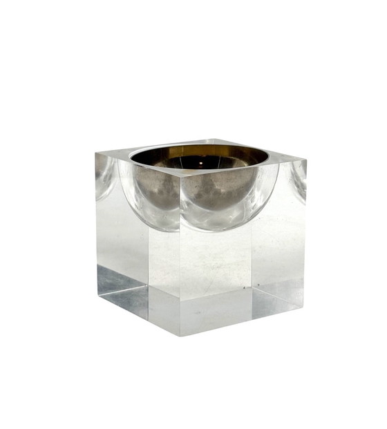 Image 1 of Ruimtetijdperk helder perspex asbak, Italië 1970