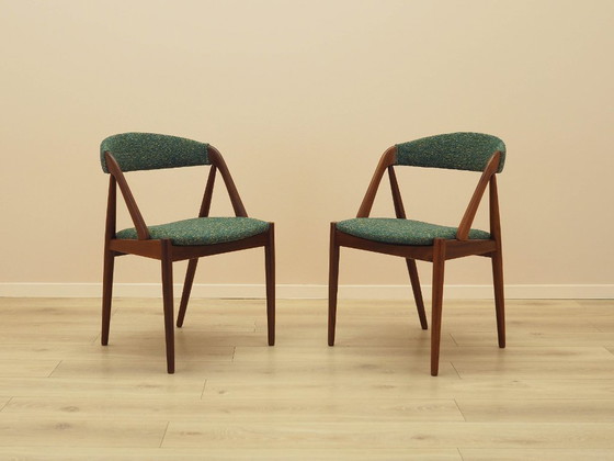 Image 1 of Set van twee teakhouten stoelen, Deens design, jaren 70, ontwerper: Kai Kristiansen