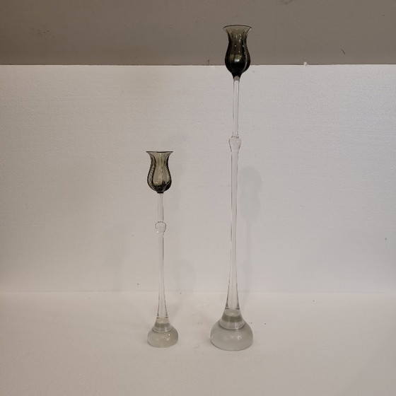 Image 1 of Coppia di portacandele “Tulip”, in vetro soffiato, Bjönn Wiinblad per Rosenthal, anni 2000 – Germania