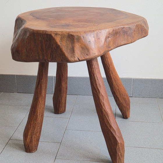 Image 1 of Brutalist side table, 1970s, oak, DLG Jean Touret, Marolles