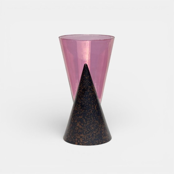Image 1 of Postmoderne Vase aus Glas und Keramik, 1980er Jahre