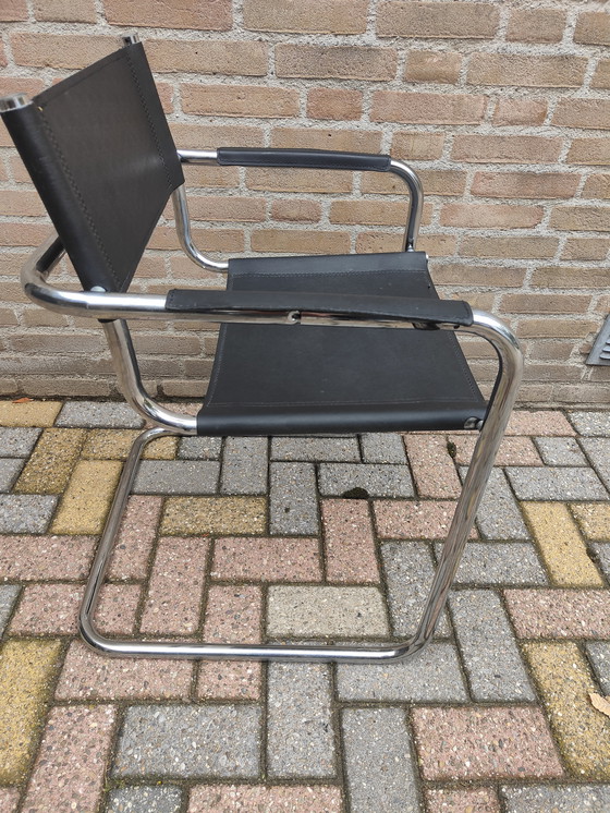 Image 1 of Sedia a slitta nera stile Bauhuis Mart Stam