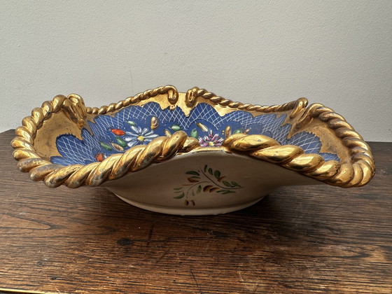 Image 1 of Corbeille / Centre de table en faïence Belge de Quaregnon signé Hubert Becquet 