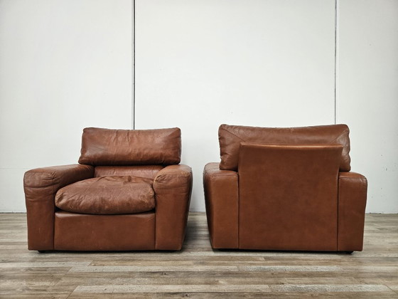 Osaka Brown Leather Armchairs by Moroso, 1980 (photo 3 of 21)
