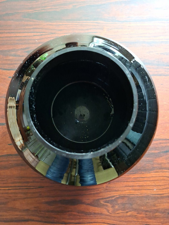 Image 1 of Vase Art Deco Doyen Belgien. Schwarzes Glas.