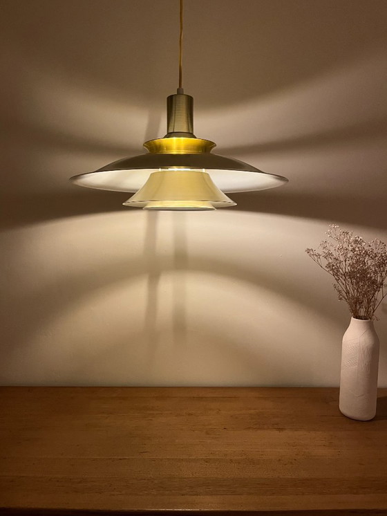 Image 1 of Vintage Danish disk pendant - Louis Poulsen style