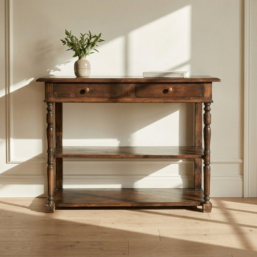 Console ancienne en bois massif – fin XIXᵉ / début XXᵉ siècle