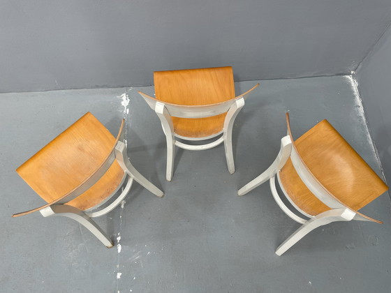 Image 1 of Chaises de cuisine rétro en bois, années 1950, Tchécoslovaquie, lot de 3