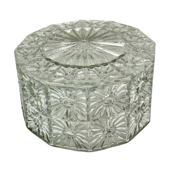 Image 1 of Glass Ceiling Lamp with crystal rosette, Hillebrand style, Germany, 1970s.