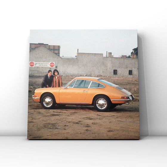 Image 1 of 1x Fine Art Print – Porsche 912 analog colors ochre/orange