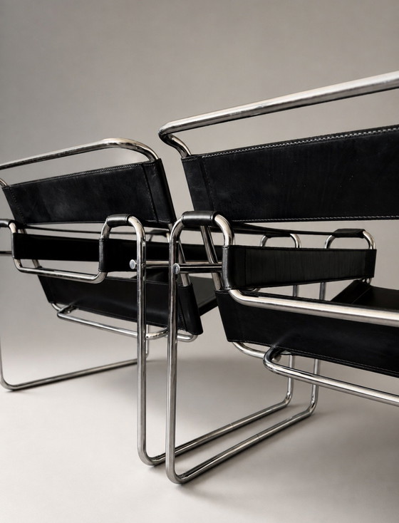 Image 1 of 2 Vintage Wassily Chairs by Marcel Breuer for Fasem, Italy, ca80s