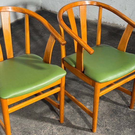 Image 1 of Set of 4 Carl-Ewert Ekström Chairs, Reupholstered in Leather, 1970s
