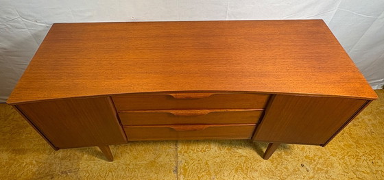 Image 1 of Mid-Century Retro Vintage Teak Small Sideboard by Austinsuite 1960s  Hidden Handles • Danish Design Influence • Timeless British