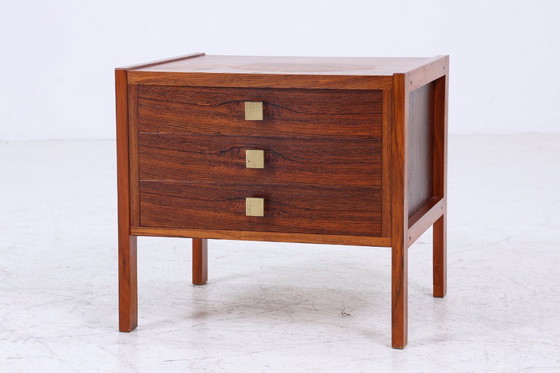 Image 1 of Prachtig vintage nachtkastje 60s | Mid Century houten nachtkastje met laden palissander opslag #07-47