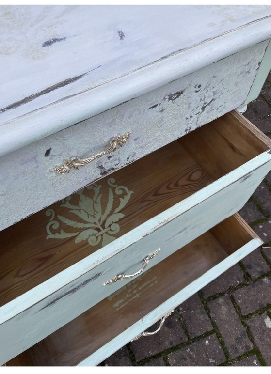 Shabby-Chic Chest of Drawers Mint Green, French Vintage Style, Unique Piece, Wood (photo 3 of 7)