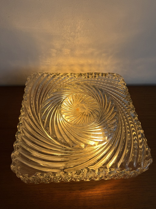 Vintage Wila Glass Ceiling/Wall Lamp – Swirling Art Deco Elegance