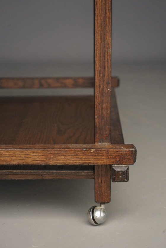 Image 1 of Chariot à thé moderniste en chêne. 1950s