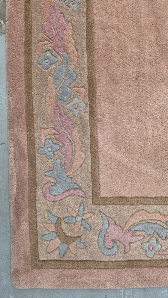 Image 1 of Alfombra moderna de lana hecha a mano, color naranja suave, 247x345cm.