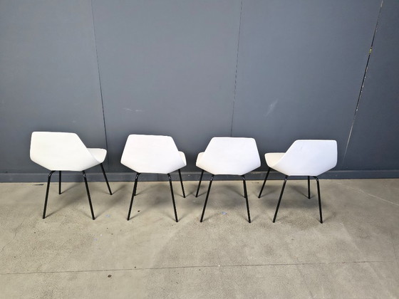 Image 1 of 4x Vintage Tonneau Chairs Design By Pierre Guariche, 1980s