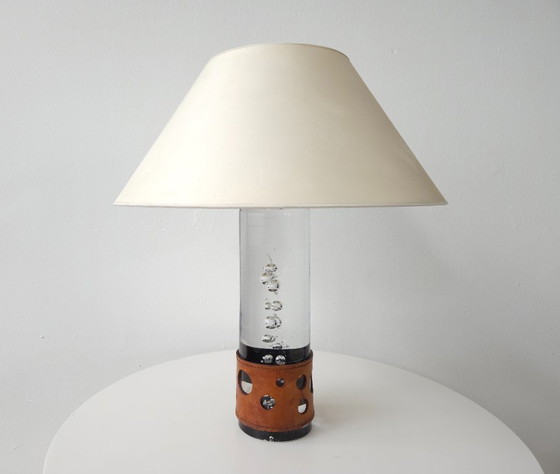 Image 1 of Bellissima lampada in vetro massiccio di Daum, lampada da tavolo vintage in cristallo francese