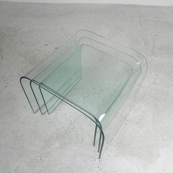Image 1 of Ensemble de 3 tables en verre par Angelo Cortesi pour Fiam
