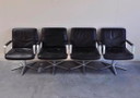 4 Unique 1960s Brutalist Bucket Chairs Leather Brushed Steel