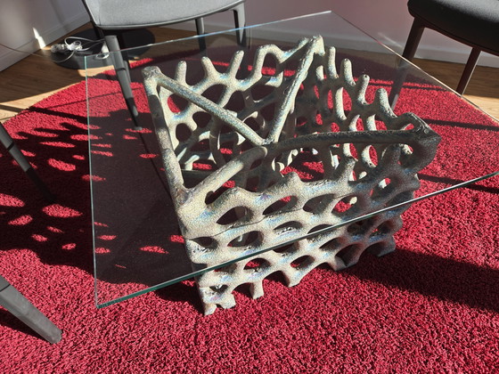 Image 1 of Tavolino lounge unico al mondo stampato in 3D, 55x55 cm, in acciaio inossidabile color arcobaleno