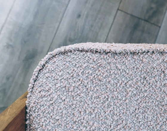 Image 1 of Fauteuil moderne rustique Chêne bois poudré rose bouclé 