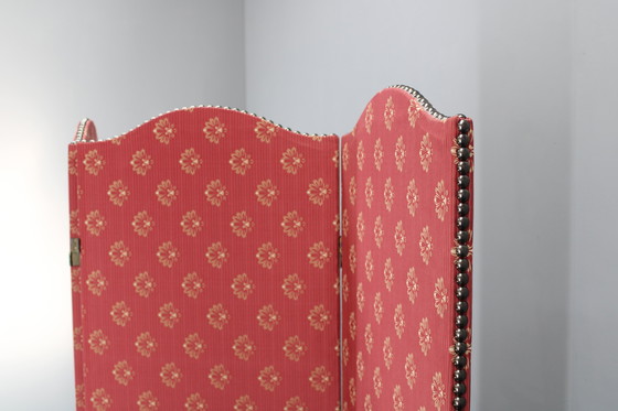 Image 1 of Antiker Paravan mit Stoff, Tschechoslowakei