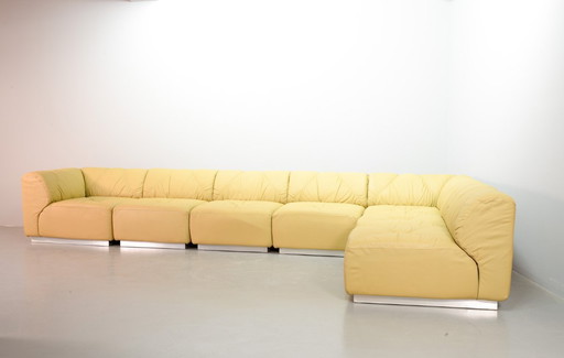 Sandy Leather Modular Walter Knoll Domaine Sofa Designed by Bernd Münzebrock, 7 Elements. Germany, 1970s.
