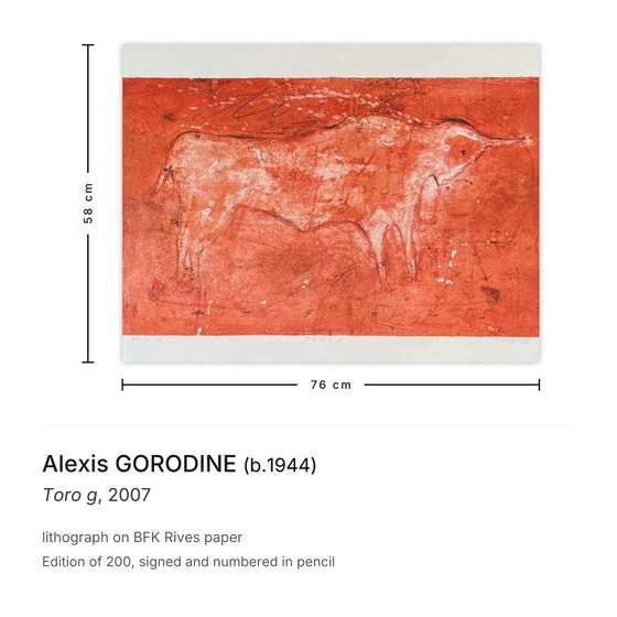 Image 1 of Alexis GORODINE Toro g Litografía firmada 2007