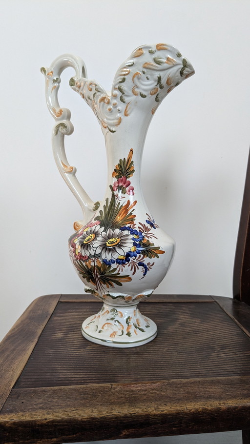 Antique Cracked Ceramic Bassano Ewer