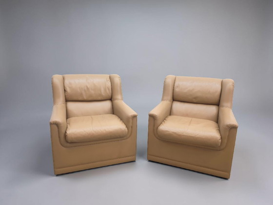 Image 1 of Poltrona Frau Set de tres plazas con sillón, sofá de cuero, sillón de diseño