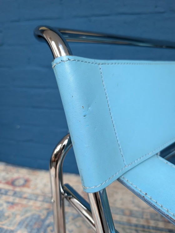 Image 1 of Vintage blauwe Wassily fauteuil, Marcel Breuer, jaren 80