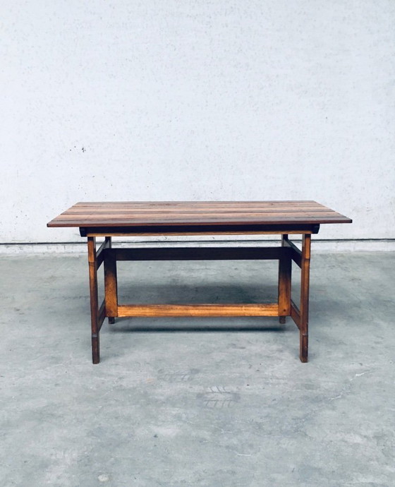 Image 1 of Table de jardin ou de cuisine en bois patiné, design années 1970