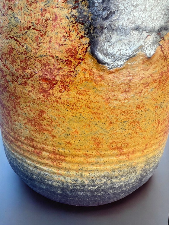 Image 1 of Bay Keramik - Large vintage floor vase, rust brown with dark decoration, 60s/70s, West German Pottery, Mid - Century