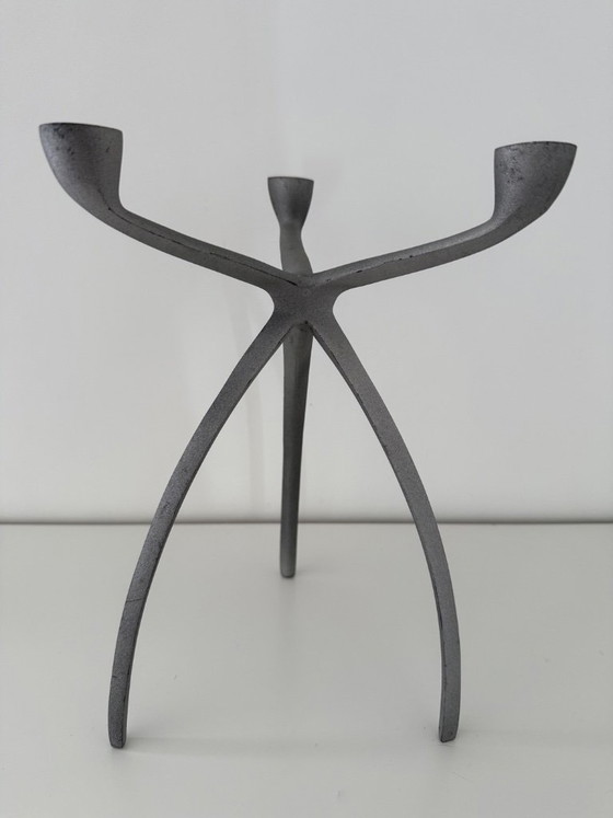"Spider" tripod candlestick, space age Starck Eames 80s design – Table accessories, Aluminium (photo 7 of 13)
