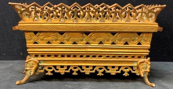 Fioriera. Bronzo massiccio. – Vasi per piante, Bronze, Wood (photo 7 of 7)