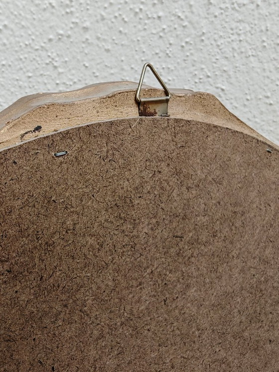 Image 1 of Oval mirror with wooden frame, white, gold from an estate