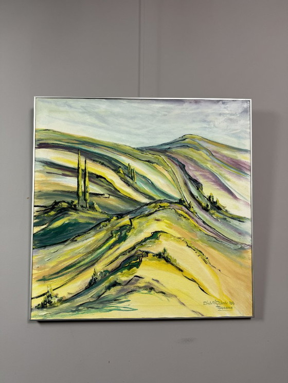 Image 1 of 'Toscane', gesigneerd door Dick Nijzink, acryl op canvas, Nederland, 1993