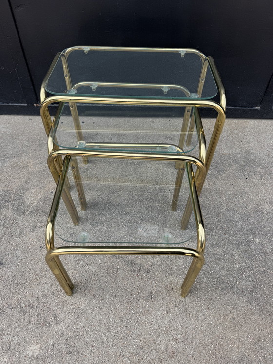 Image 1 of 1970s Gold Nesting Tables